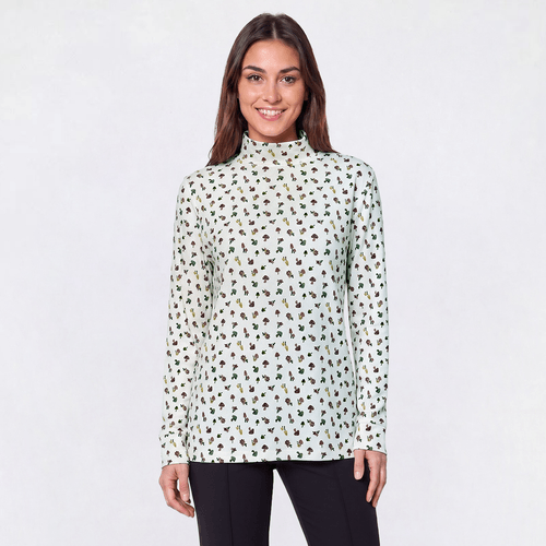 Womens Hasting & Smith Long Sleeve Mock Neck Mushroom Tee